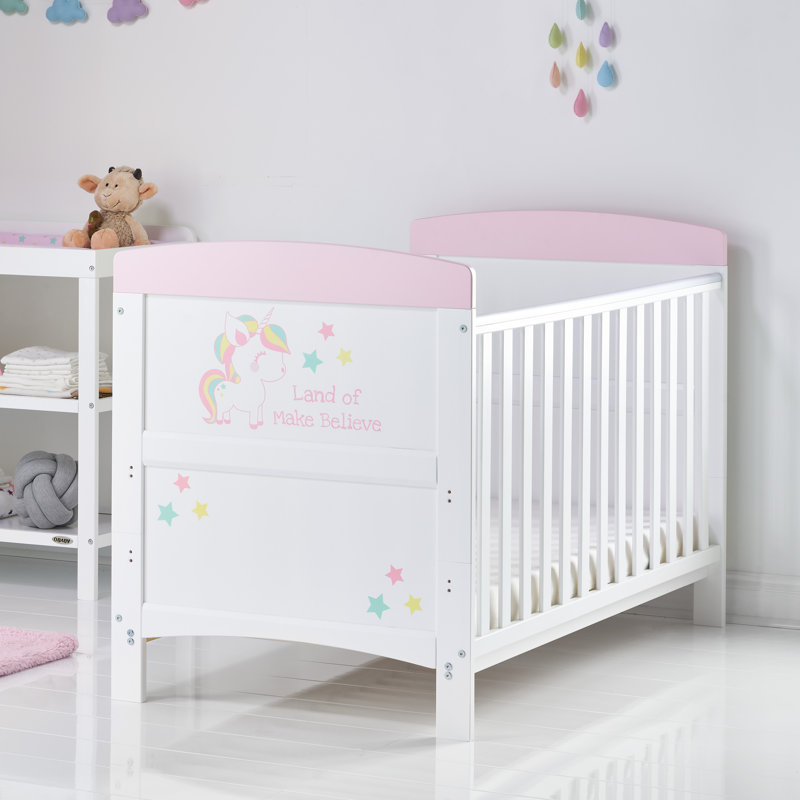 Obaby Grace Inspire Unicorn Cot Bed with Fibre Mattress & Reviews
